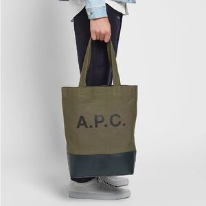 A.P.C Green Black Canvas Tote Bag